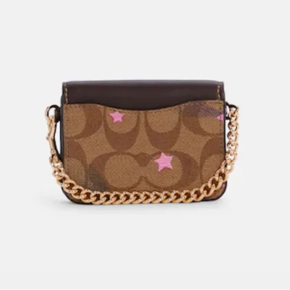COACH NWT Poppy Crossbody With Card Case In Signature Canvas With Disco Star - Picture 8 of 16